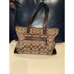 Coach Medium Brown Leather Logo Bag with Shoulder Strap